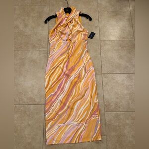 RACHEL Rachel Roy Midi Dress in Orange and Pink